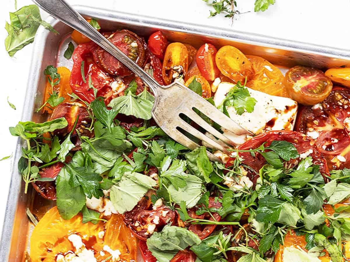 Roasted Heirloom Tomatoes with Feta and Herbs - Seasons and Suppers